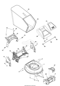 Deck Group Diagram and Parts List for 2691807-00  Briggs and Stratton Lawn Mower